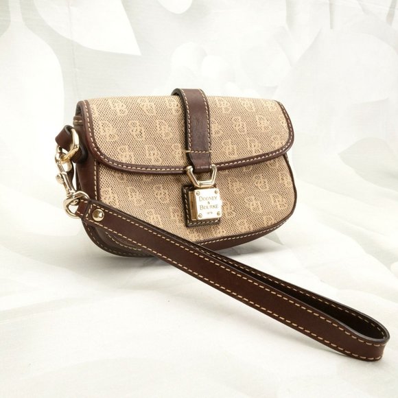 Dooney & Bourke Brown and Tan Clutch Wristlet - Picture 2 of 12